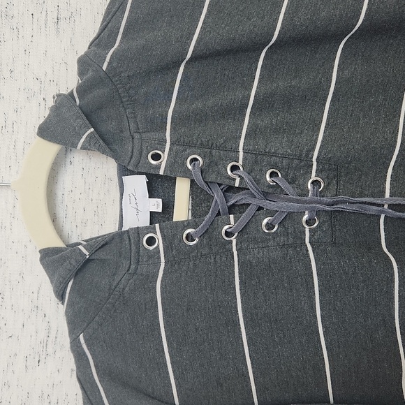 Soma Gray Striped Hooded Sweater Dress - Picture 2 of 7